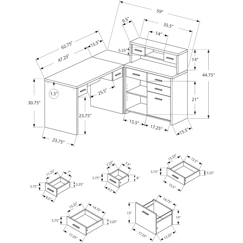 Computer Desk - Left or Right Side Setup - Corner Desk with Storage Desks  Standing Desk