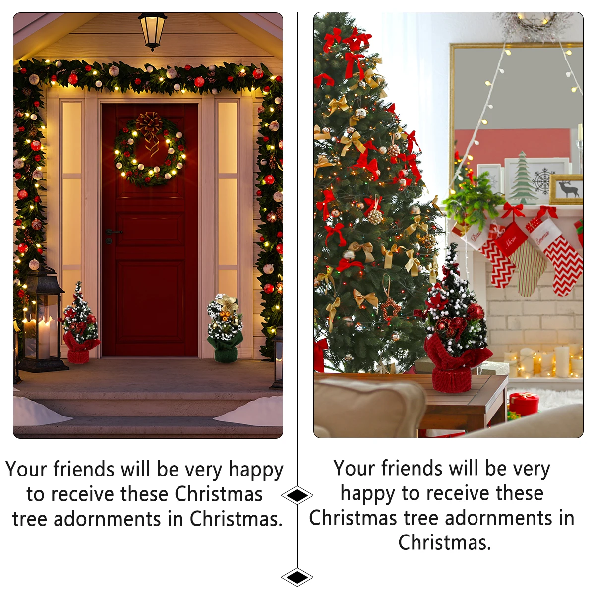 

2pcs Mini Christmas Tree Decor Desktop Festival Adornment Artificial Xmas Ornament Pvc Easy Storage Home Office