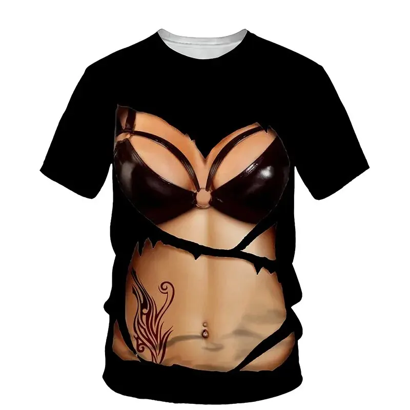 Summer Funny Bikini 3D Print T-shirts Women Streetwear Casual New Fashion Short Sleeve T Shirt O-neck Kids Tees Tops Clothing