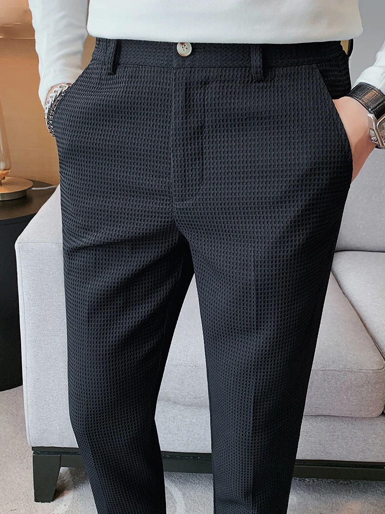 

Модные мужские повседневные брюки Slim Fit для весны и осени, молодежные, удобные, прямого кроя, укороченные (7/8)