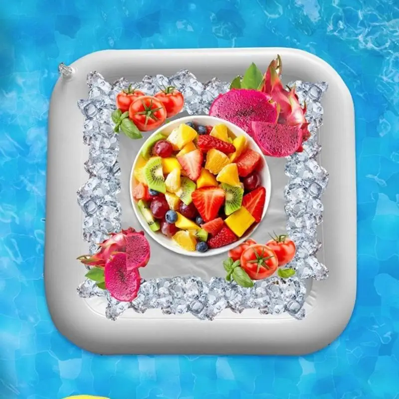 A2UB 4-teiliger aufblasbarer Getränke-Eisblockhalter aus PVC, wiederverwendbare schwimmende Eiswürfelschale für Spaß und – Detail 5