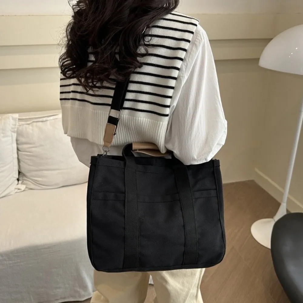

Solid Color Mummy Bag Multifunctional Korean Style Canvas Mother's Bag Tote Bag Large Capacity Women Shoulder Bag Diapers