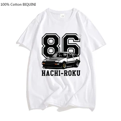 AE86 Hachi Roku T-shirt Japanese Anime Mens Short Sleeve Streetwear Oversized Crewneck Clothing Tops 100% Cotton Male