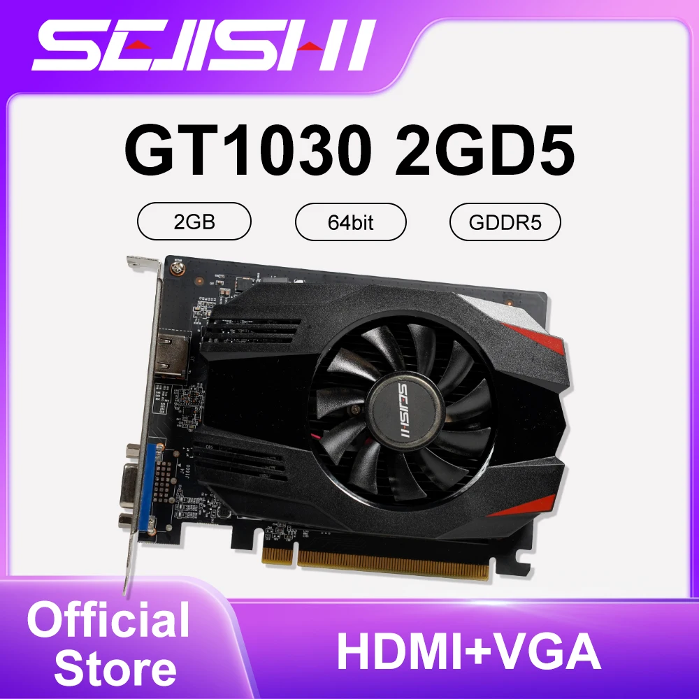 SEJISHI GT1030 2G D5 Gaming Graphic Cards PCI-E 3.0 GT 1030 2GB DDR5 Nvidia GPU Desktop Video Card VGA HDMI 64bit 1228-1468MHz