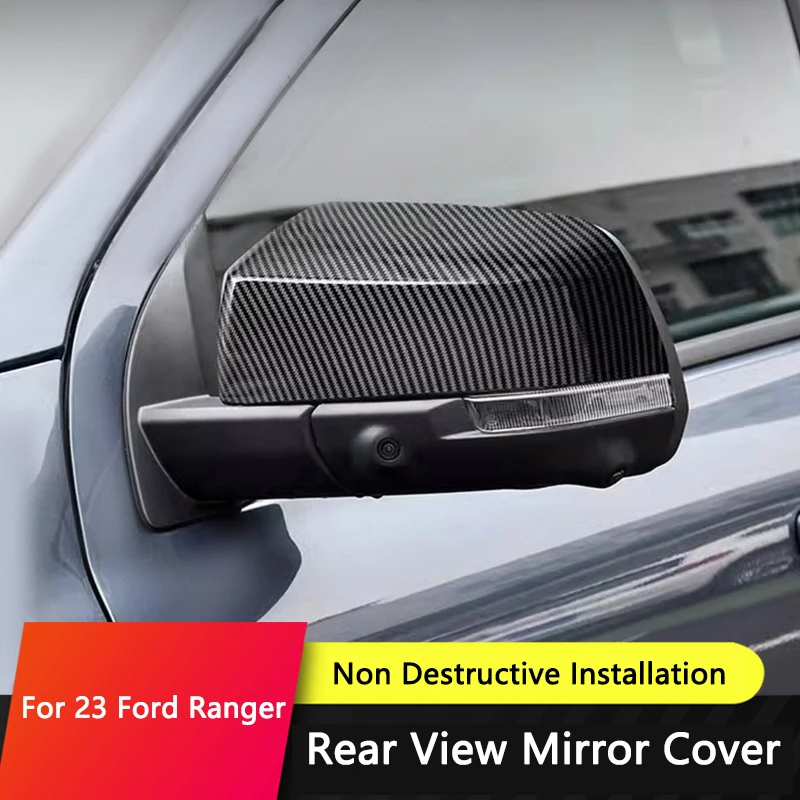 

QHCP Car Rear View Mirror Cover Side Mirror Cap ABS Rearview Mirror Cap Cover Trim Fit For Ford Ranger 2023 Exterior Accessories