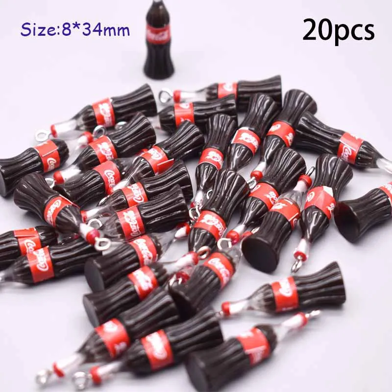 20pcs Mini Cola 8*34MM Cute Resin Bottle Charms Pendants Handmade Accessories Jewelry DIY Earring Necklace Keychain