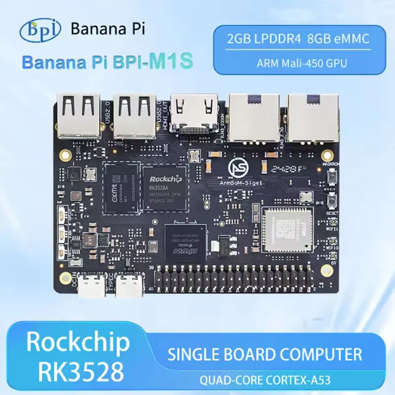 

Rockchip RK3528-питание SBC с воспроизведением мультимедиа 4K60 — Banana Pi BPI-M1S с 2 ГБ ОЗУ и 8 ГБ eMMC