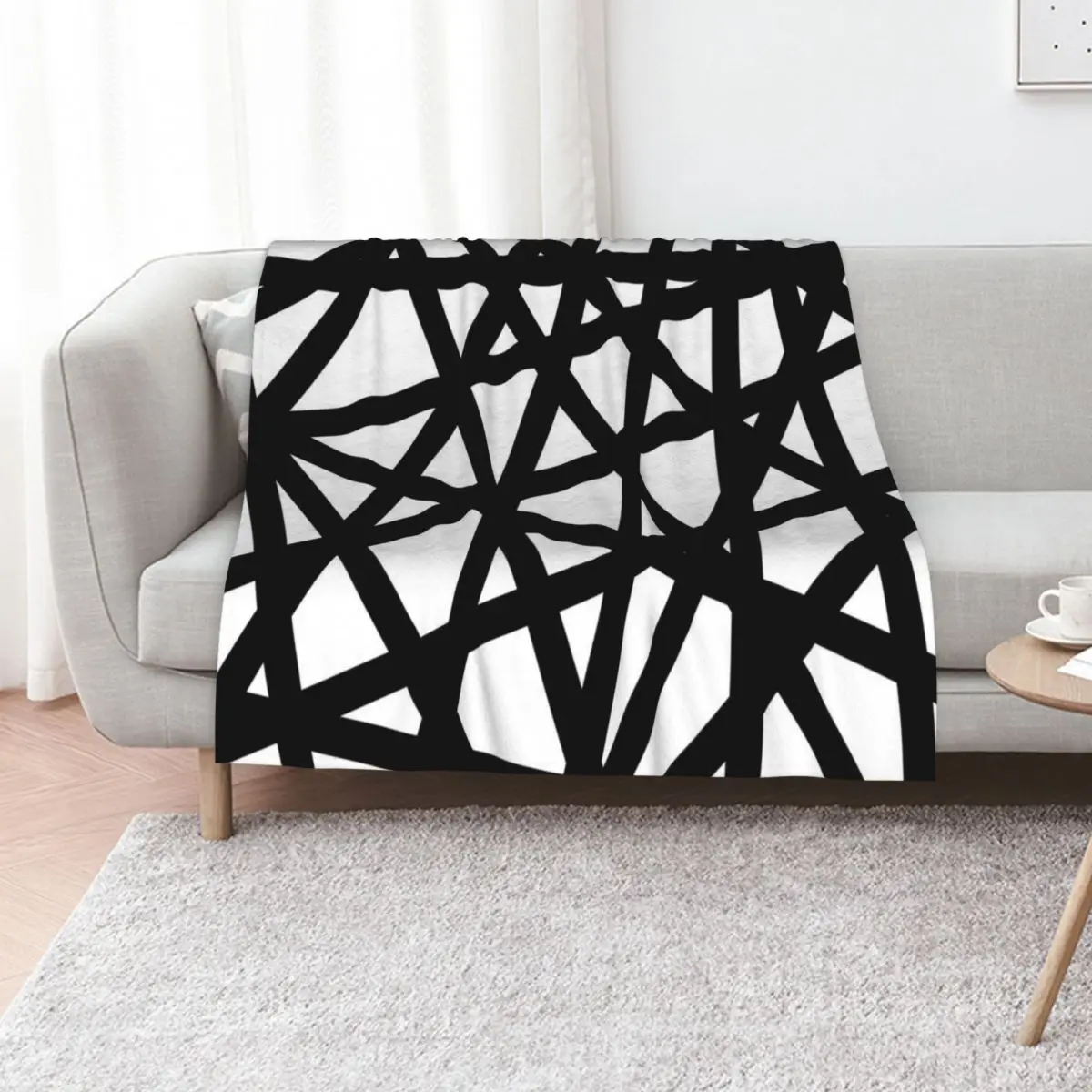 

Black and White Geometric Throw Blanket Hairys for winter Stuffeds Soft Plush Plaid Blankets