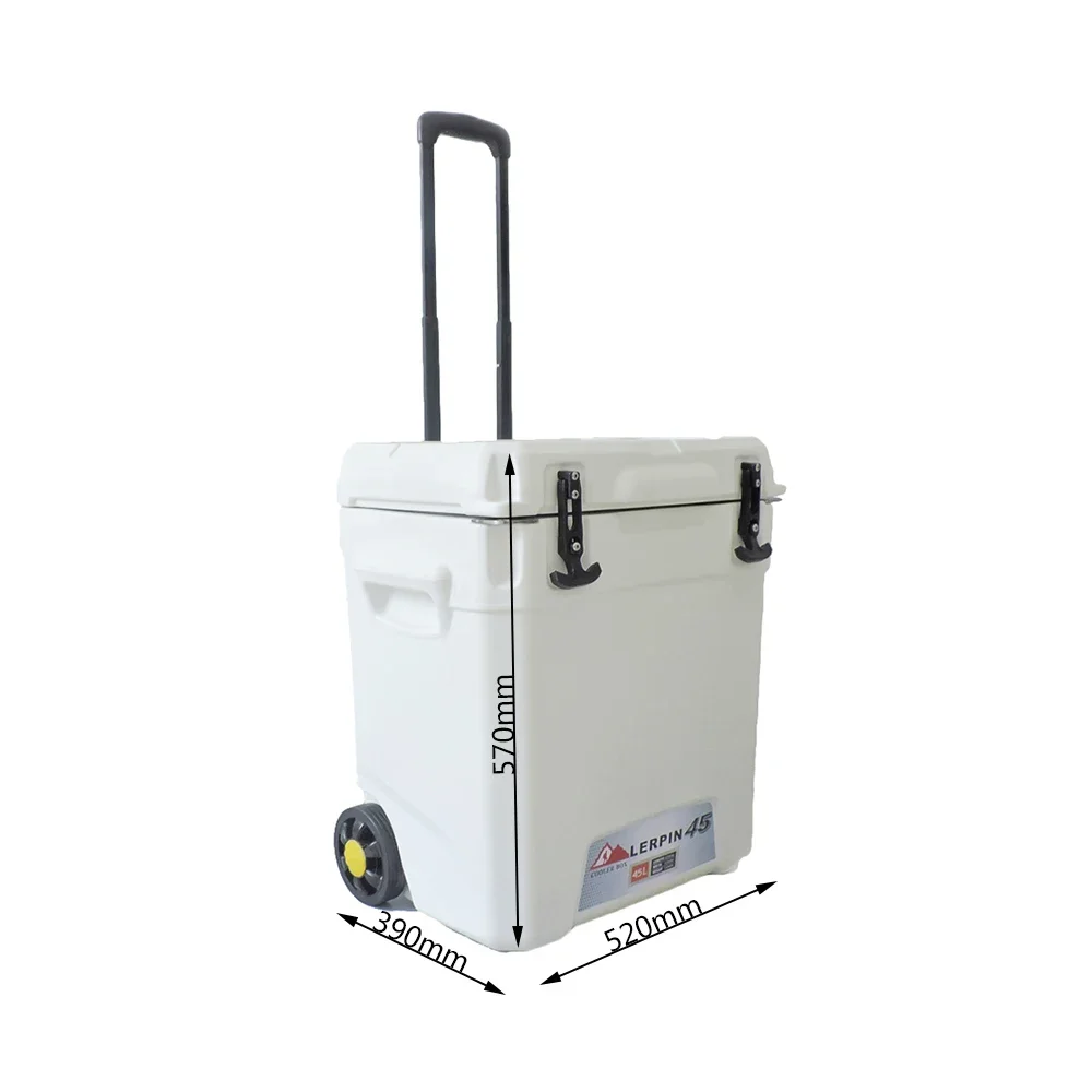 High Performance Long Ice Retention Time Insulated 45L Rotomolding Cooler Box with Wheels