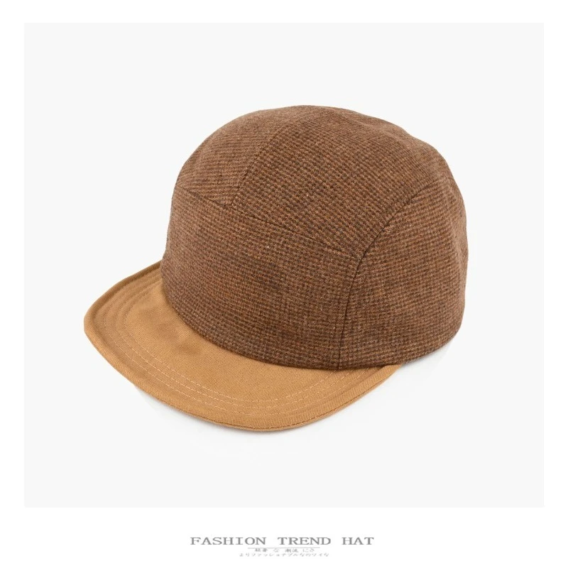 Herbst Winter Neue Mode Kontrast-Woll-Baseballkappen Anpassbares Logo Street Casual Vielseitiger Retro-Tooling-Stil Herrenhüte – Detail 3
