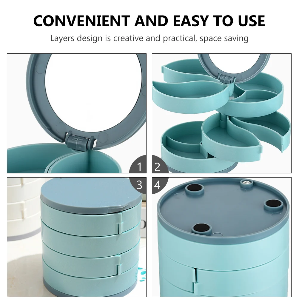 

Jewelry Box Swivel Multilayer Rotating Storage Organizer Dustproof Cover 360° Access Necklace Earring Bracelet Display