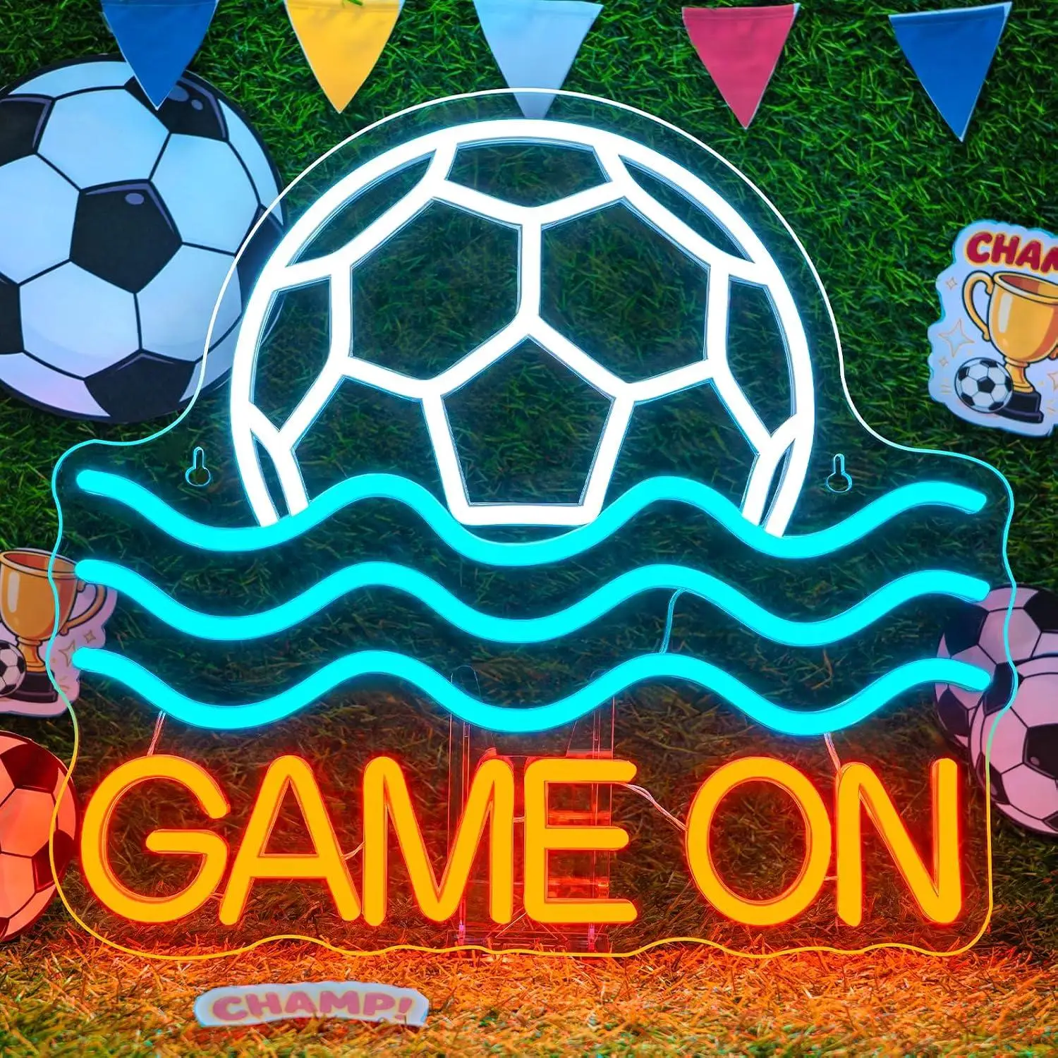 Game On Soccer Neon Sign Usb Powered Dimmable Led Neon Light For Man Cave Gaming Room Sports Bar Bedroom Sport Club Party Decor