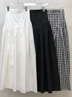 White High Waist f Skirt Women's Spring 2024 New Sweet Anti-Aging Folded Design Slimming Bla Long Skirt Commute Korean S... - Image 5