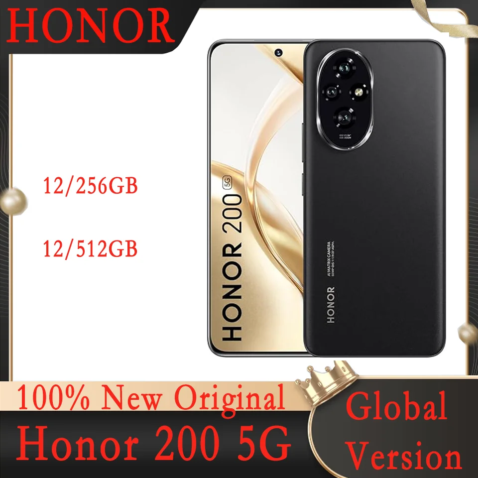 Global Version HONOR 200 Snapdragon 7 Gen 3, 5G Smartphone 6.7'' AMOLED Display Dual OIS 50MPSupport HONOR 100W SuperCharge