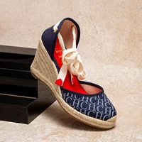 Women's Sandals 2025 New Hemp Bottom Slope Heel Sandals Comfortable and Breathable Holiday Beach Women's Shoes 8CM - Image 2