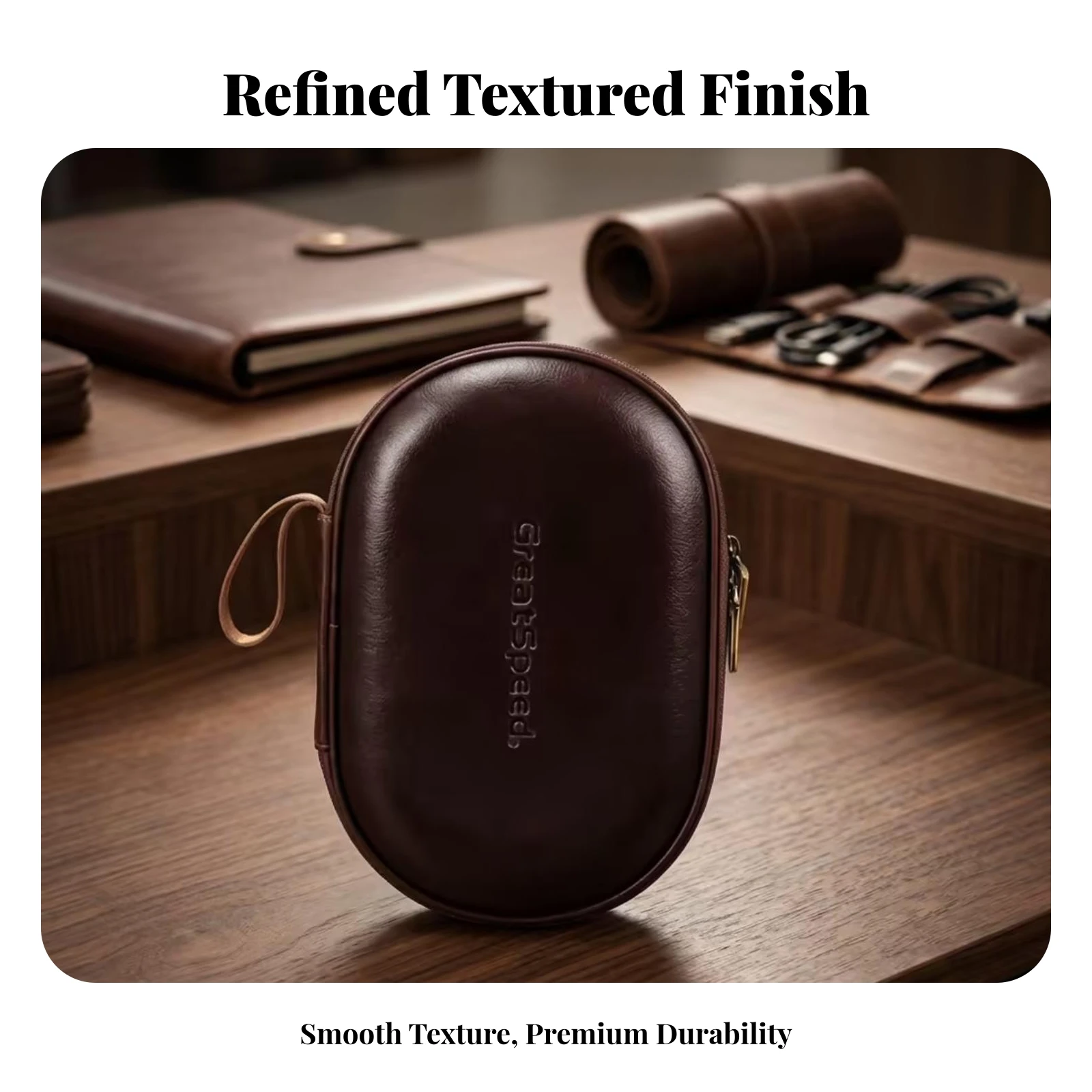 

Embossed Branding Hard-Shell Paddle Case Table Tennis Paddle Case Mesh Pocket Cow Leather