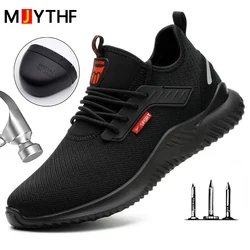 Zapatos de seguridad con punta de acero para hombre, zapatillas de trabajo antigolpes, ligeras, a prueba de perforaciones, indestructibles, envío directo