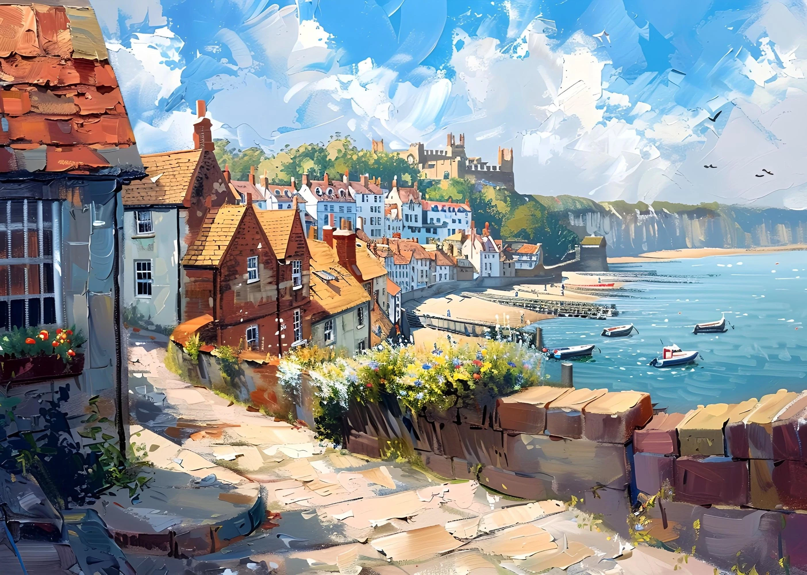 

500/1000/1200/2000 PCS Jigsaw Puzzles Healed Residential Area Landscape Family Activity Games for Gameroom Bedroom Home Decor