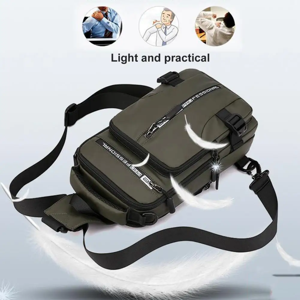 Chest Bag Large Capacity Adjustable Shoulder Strap Chest Bag Zipper Closure Waterproof Men Travel Daily Shoulder Bag 남성 가슴 주머니