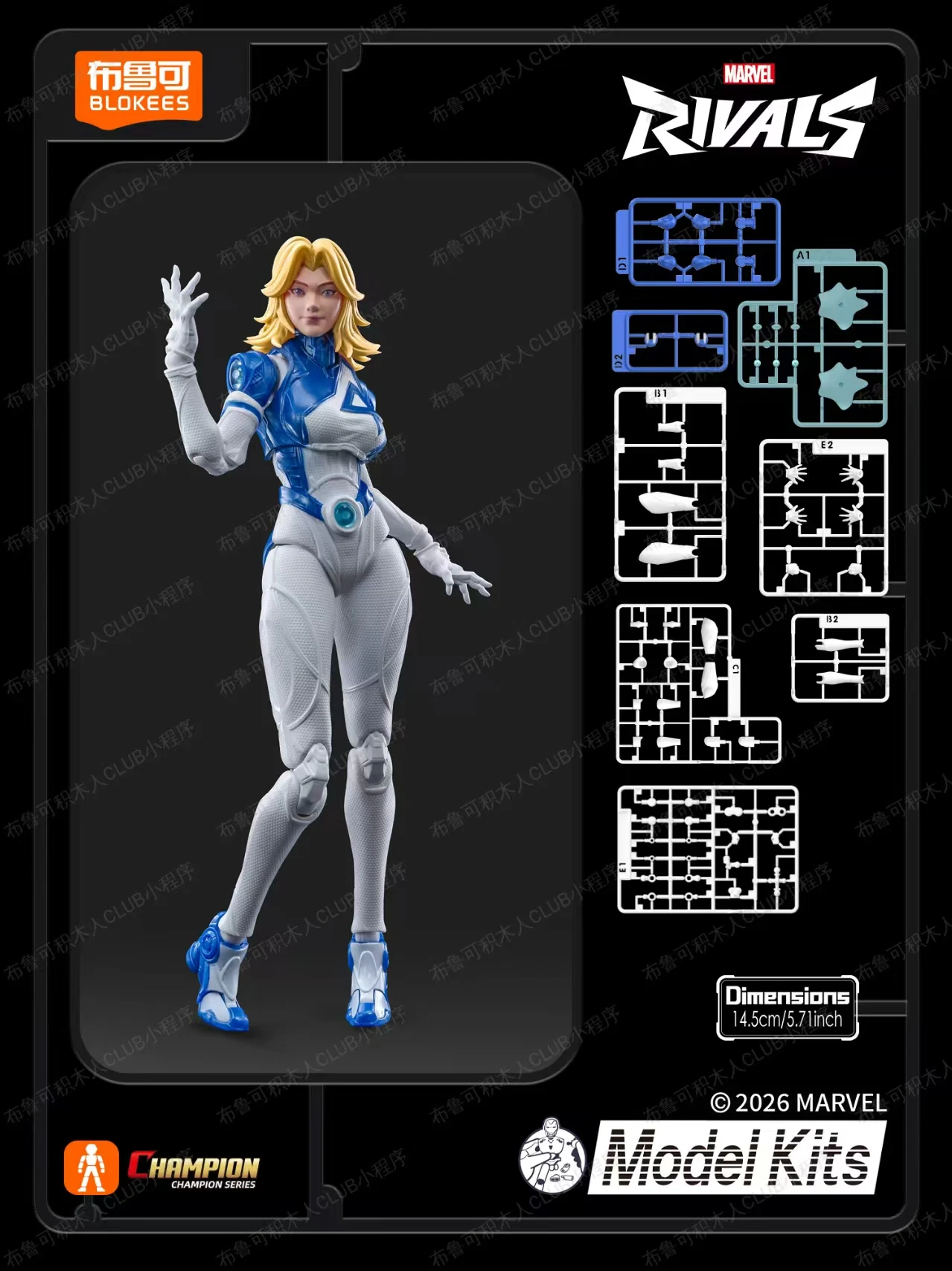 In Stock Blokees Marvel CHAMPION CLASS Invisible Woman Susan Storm Richards Anime Assembled Collectible Model Toy Gift