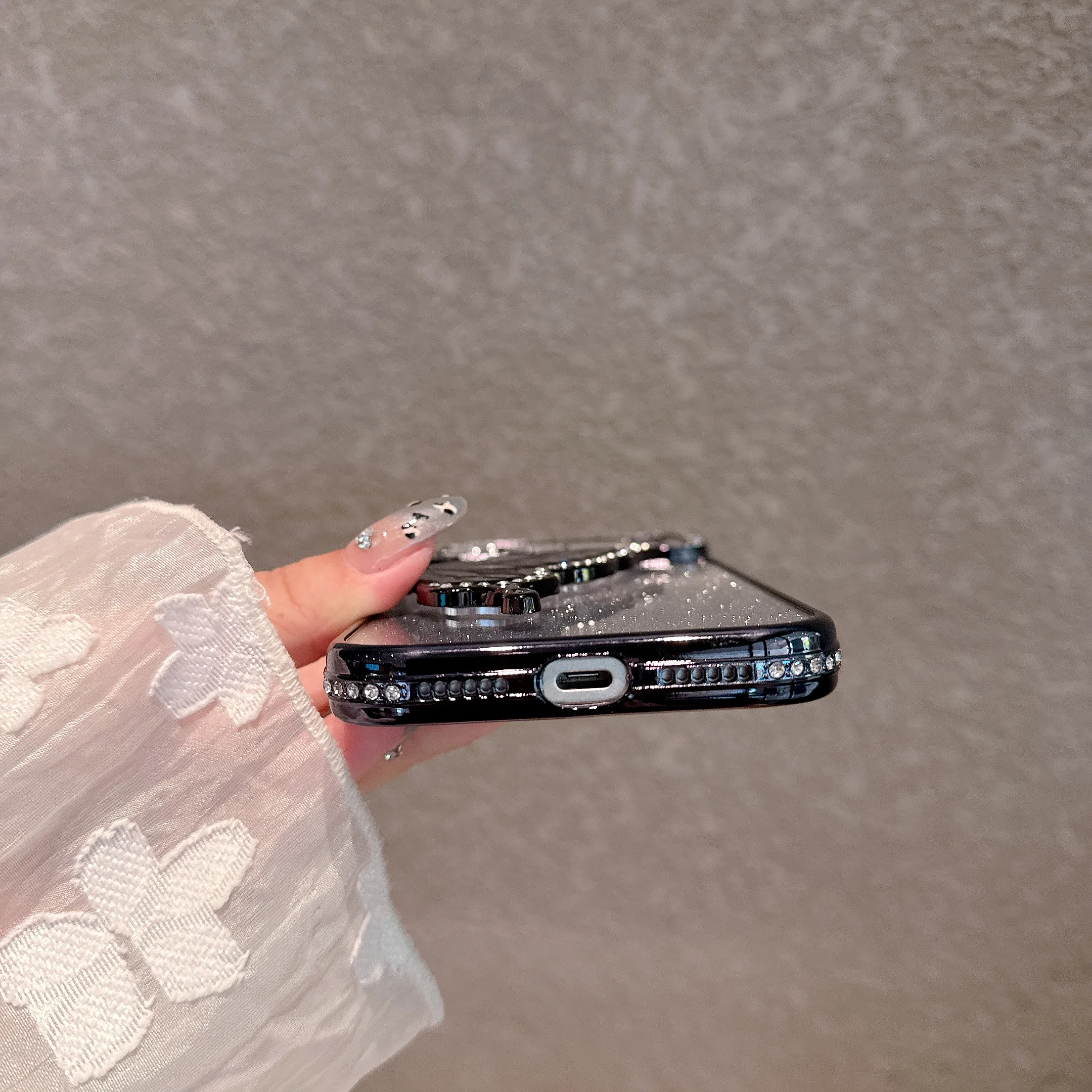 حافظة هاتف فاخرة بحجر الراين الوردي المتلألئ ثلاثي الأبعاد على شكل فراشة، لهاتف آيفون 17 برو ماكس 17 إير حافظة ناعمة واقية #4