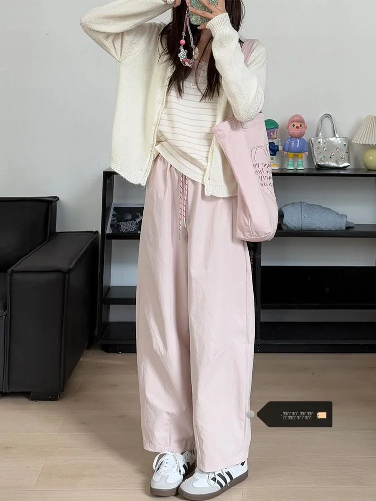 Pantalon décontracté à jambe droite ample à taille haute pour femmes, automne-hiver, nouveau, simple, neuf points, amincissant, pantalon bulbe