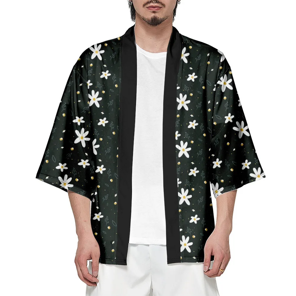 

Summer Samurai Kimono Cosplay Stylish Floral Print Haori Men Streetwear Kimono Japanese Fashion Yukata Cardigan Robe Hot Sale