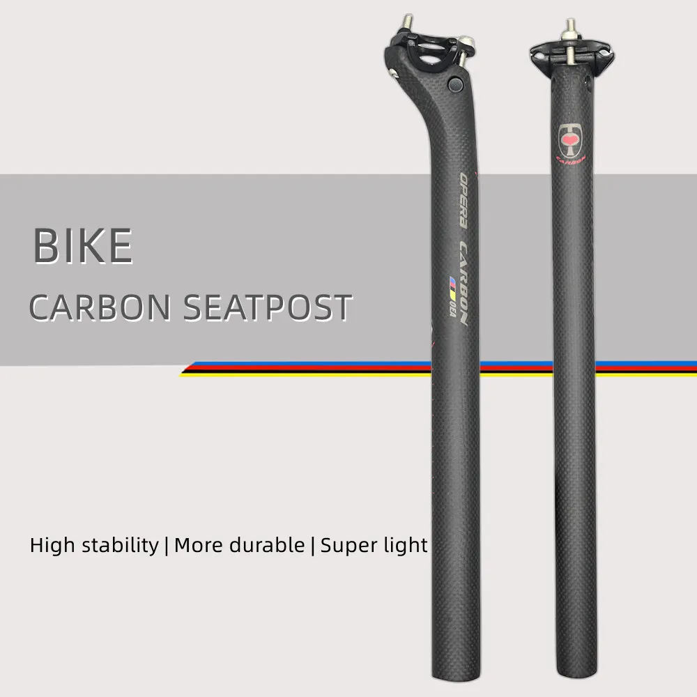 Matte Black Carbon Seatpost for MTB, Road Bike Seat Post, Bicycle Parts, 27.2mm, 30.8mm, 31.6mm, Length 400mm