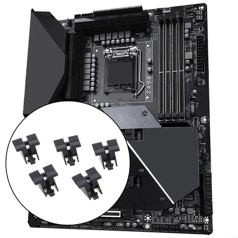 918C 5Pcs Desktop Computer Mainboard PCIE 16X Graphics Card Slot Socket With Fishtail Fixing Clip PCIE X16 Socket Replacement