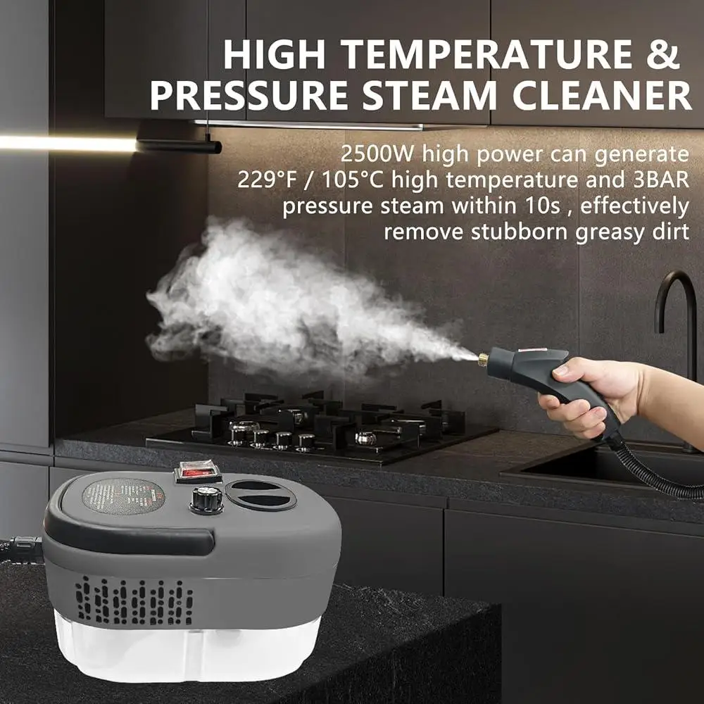 2500W Handheld Steam Cleaner High Pressure Portable Steamer Home Car Detailing Deep Cleaning 8 Attachments Included