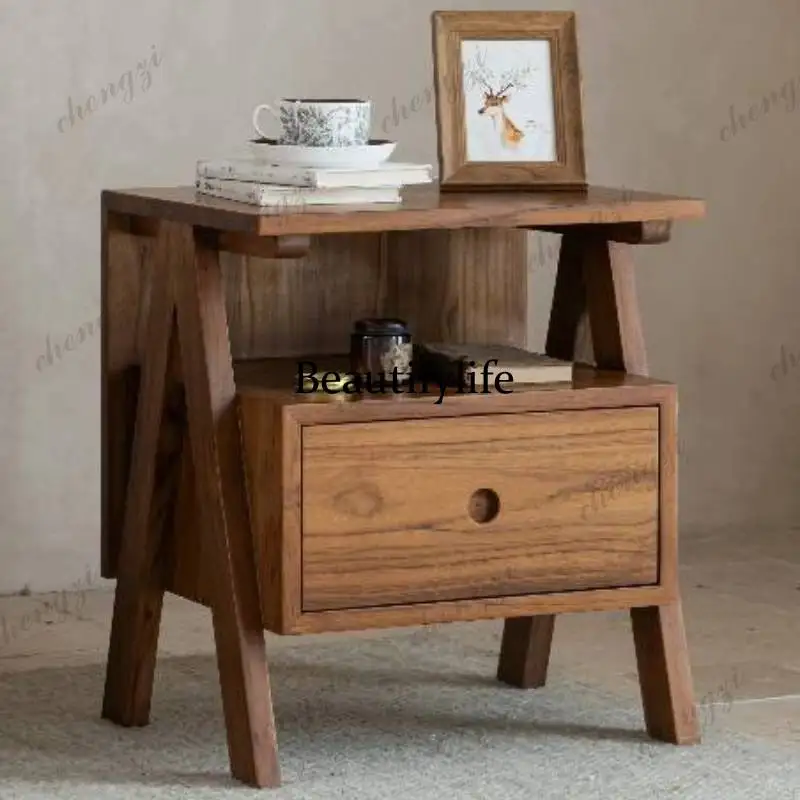 Designer Classic Bedside Table High Protect Glossy Lounges Small Bedside Table Drawer Modern Small