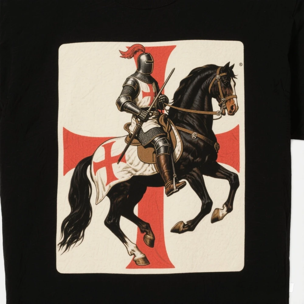 

Knight on Horseback Knights Templar Art Printed T-Shirt. Summer Cotton Short Sleeve O-Neck Mens T Shirt New S-3XL