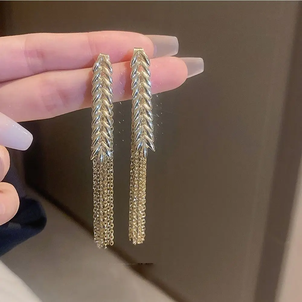 Wheat Fringe Niche Design Temperament Drop Earrings Alloy Stud Earrings Korean Style Dangle Earrings Women Earrings Ear Drop