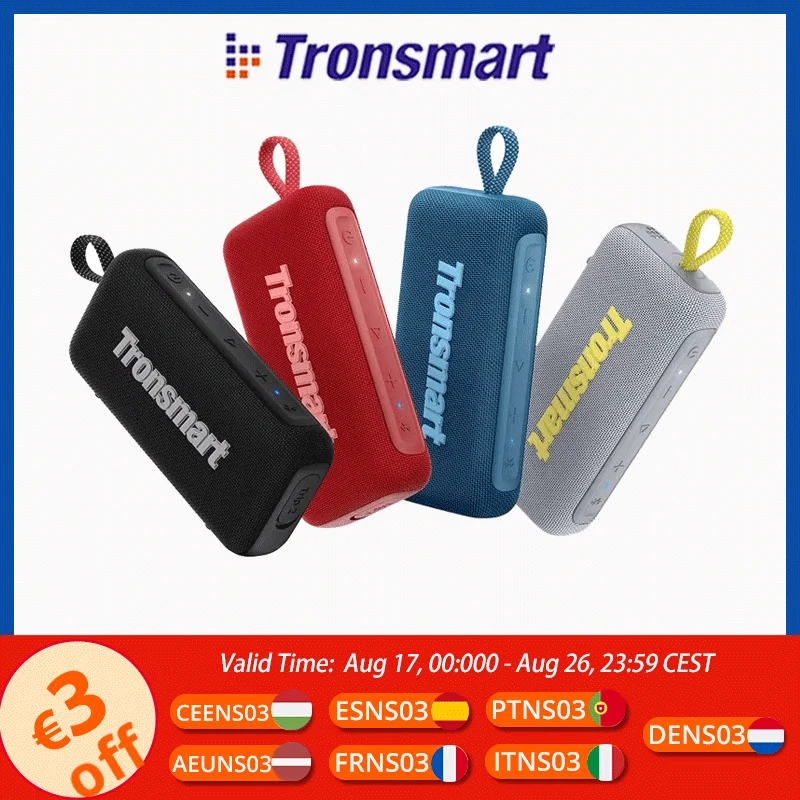 Tronsmart Trip 2 Lautsprecher Tragbarer Bluetooth-Lautsprecher mit verstärktem Bass, IPX7 wasserdicht, 20 Stunden Spielzeit, für Camping, Wandern & Outdoor