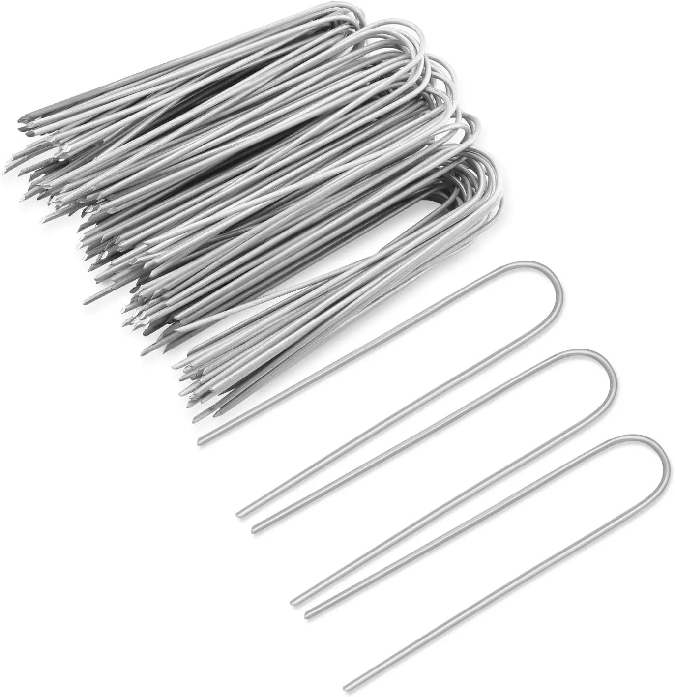 U-type Garden Staples Galvanized Heavy Duty Sod Pins Landscape Spike Ground Nails for Lawn Fence Tubing Barrier Fixing