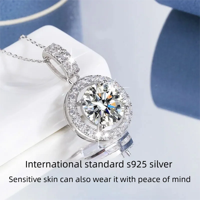 1-10ct Moissanite Tennis Necklace for Woman Wedding Jewely with Certificate 925 Sterling Sliver Plated 18k White Gold Necklace 5