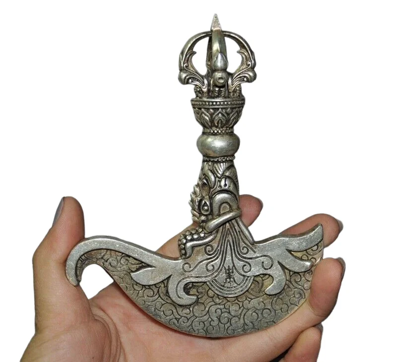 

Tibetan silver Vajra Dorje Phurpa Exorcism Talisman hatchet tomahawk Ax Axe