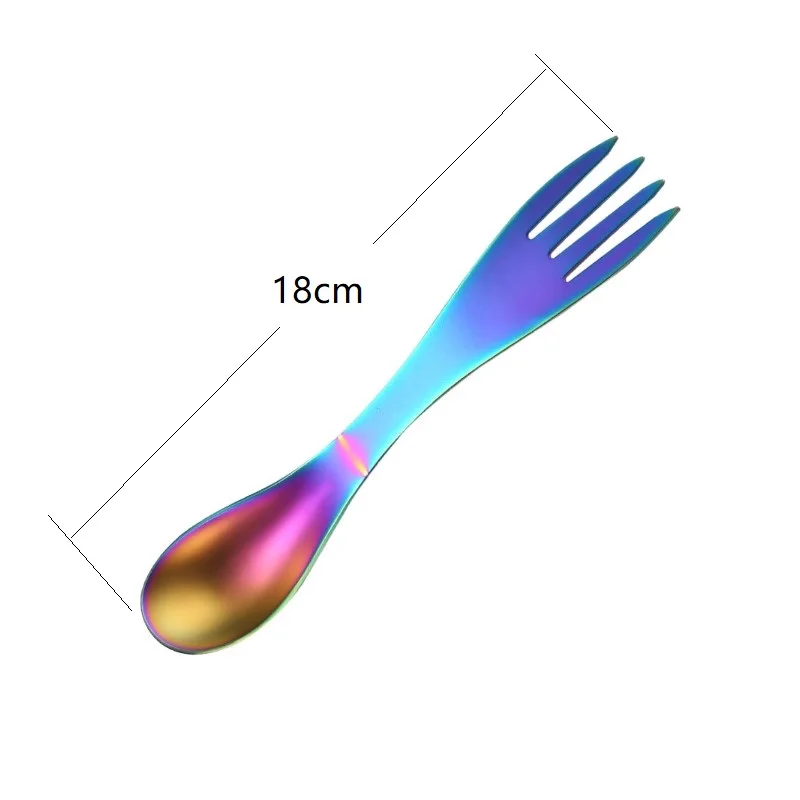 

2022 Outdoor Camping Picnic Stainless Steel Spork Spoon Tableware Ultralight Hiking Camping Travel Tableware Cookware Portable