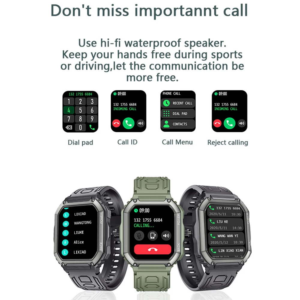 SENBONO C20s 2022 Jam Tangan Pintar Pria Jam Tangan Olahraga Luar Ruangan Tahan Air Panggilan Jam Tangan Pintar Pria Wanita Baterai Besar untuk Xiaomi IOS Android