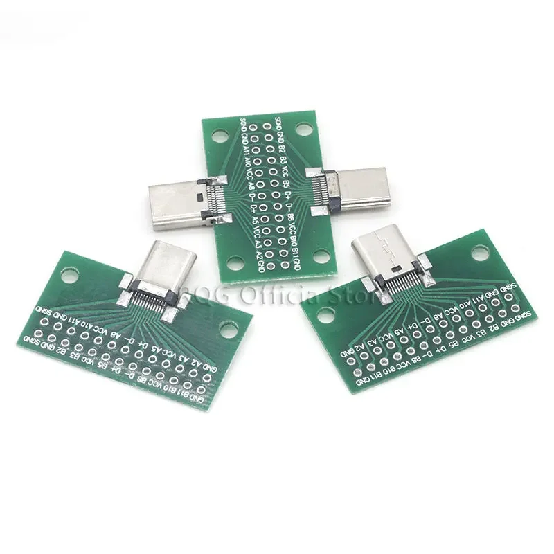 Type-C Male to Female USB 3.1 Test PCB Board Adapter Type C 24P 2.54mm Connector Socket For Data Line Wire Cable Transfer