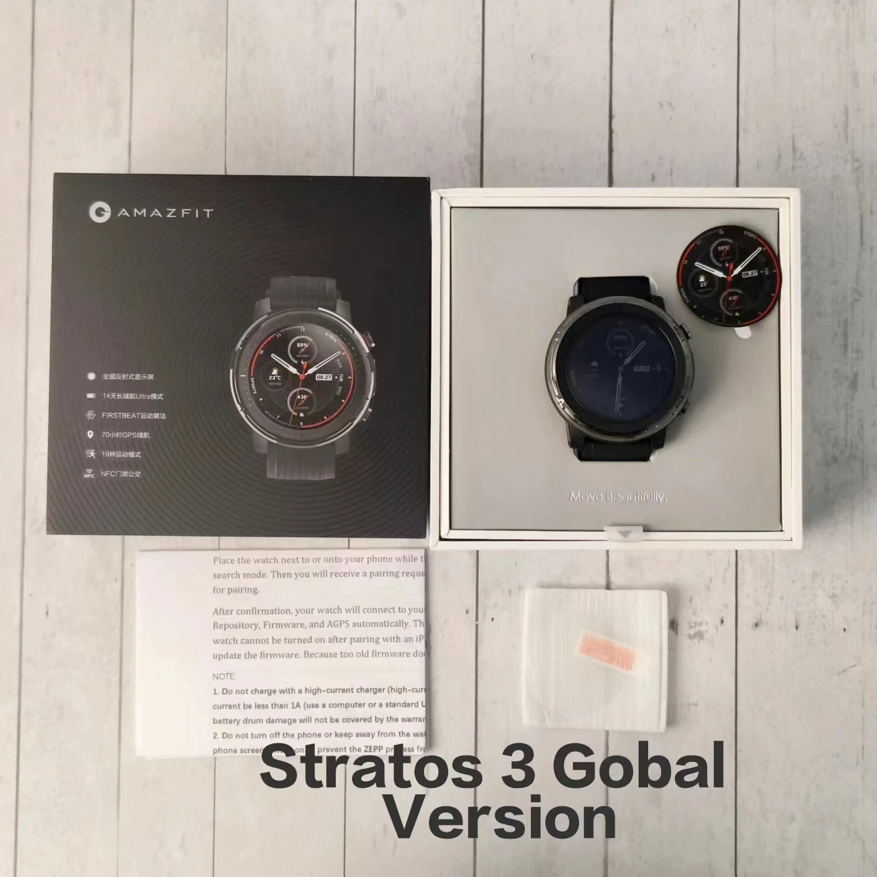 Original marca nova amazfit stratos 3 versão tela relógio inteligente gps 5atm música china caixa com idioma global