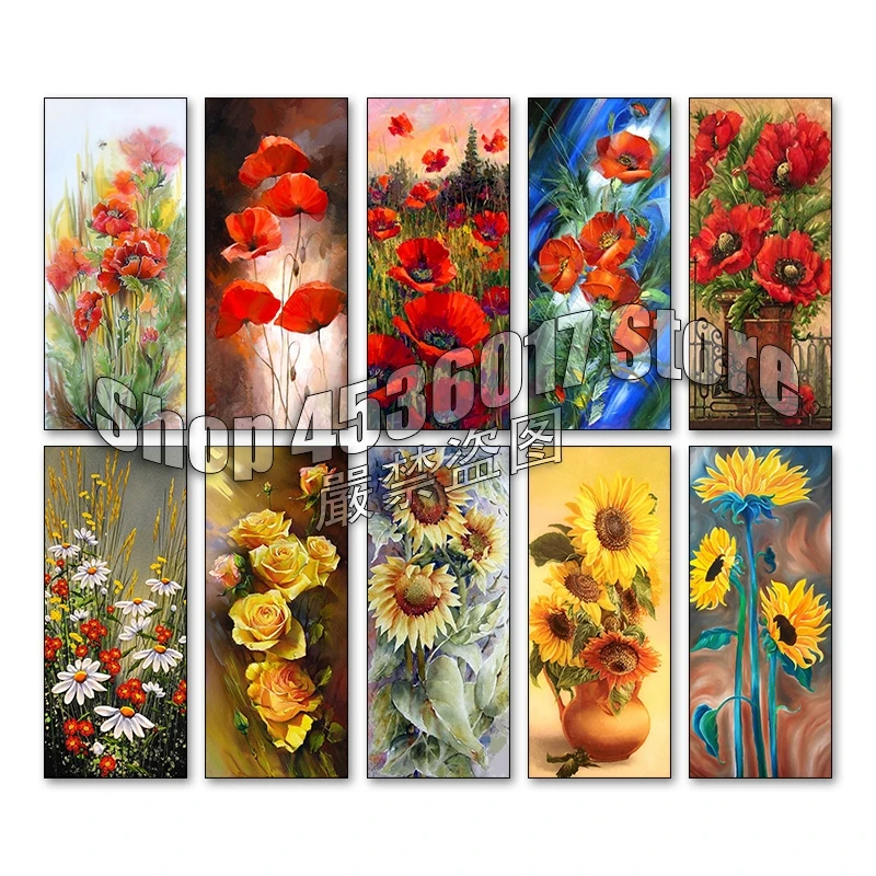 Flowers 5d Diy Diamond Painting Cross Stitch Poppies & sunflowers Mosaic Embroidery Art Full Home decoration pintura de diamante