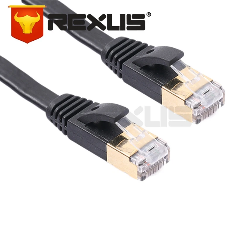 REXLIS Cable LAN Cat7 RJ45 de 5 pies, Cable Ethernet retráctil ajustable, Cable plano de red de Internet para enrutador de ordenador, rico en vueltas