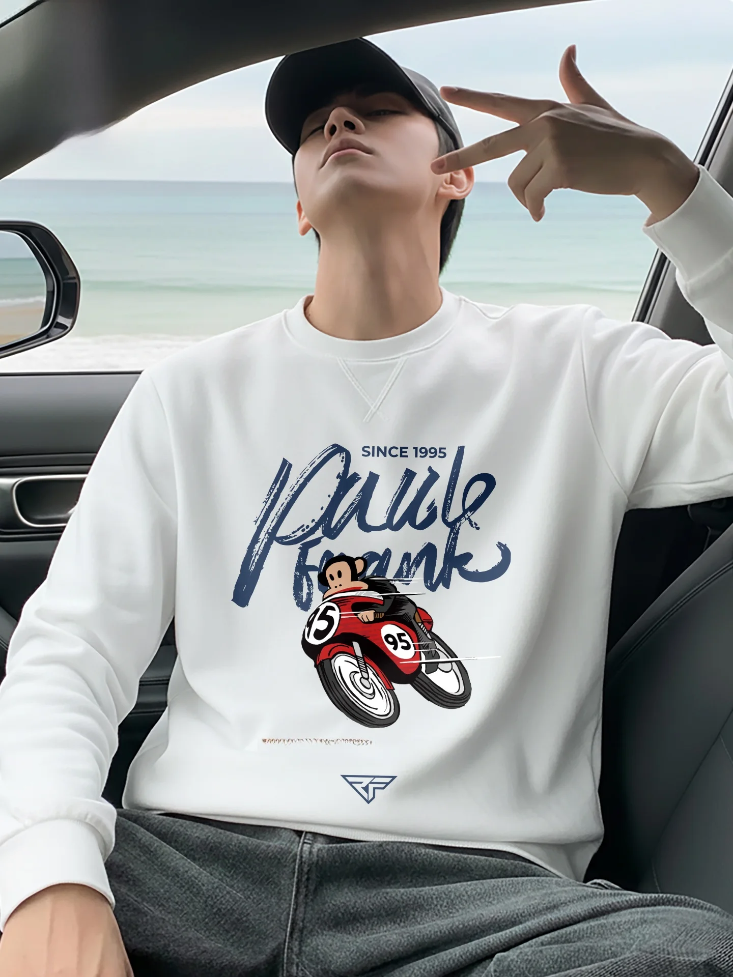 

Мужская хлопковая футболка с длинным рукавом и круглым вырезом, весна 2026, дышащая, комфортная, базовая, с принтом, для повседневной носки