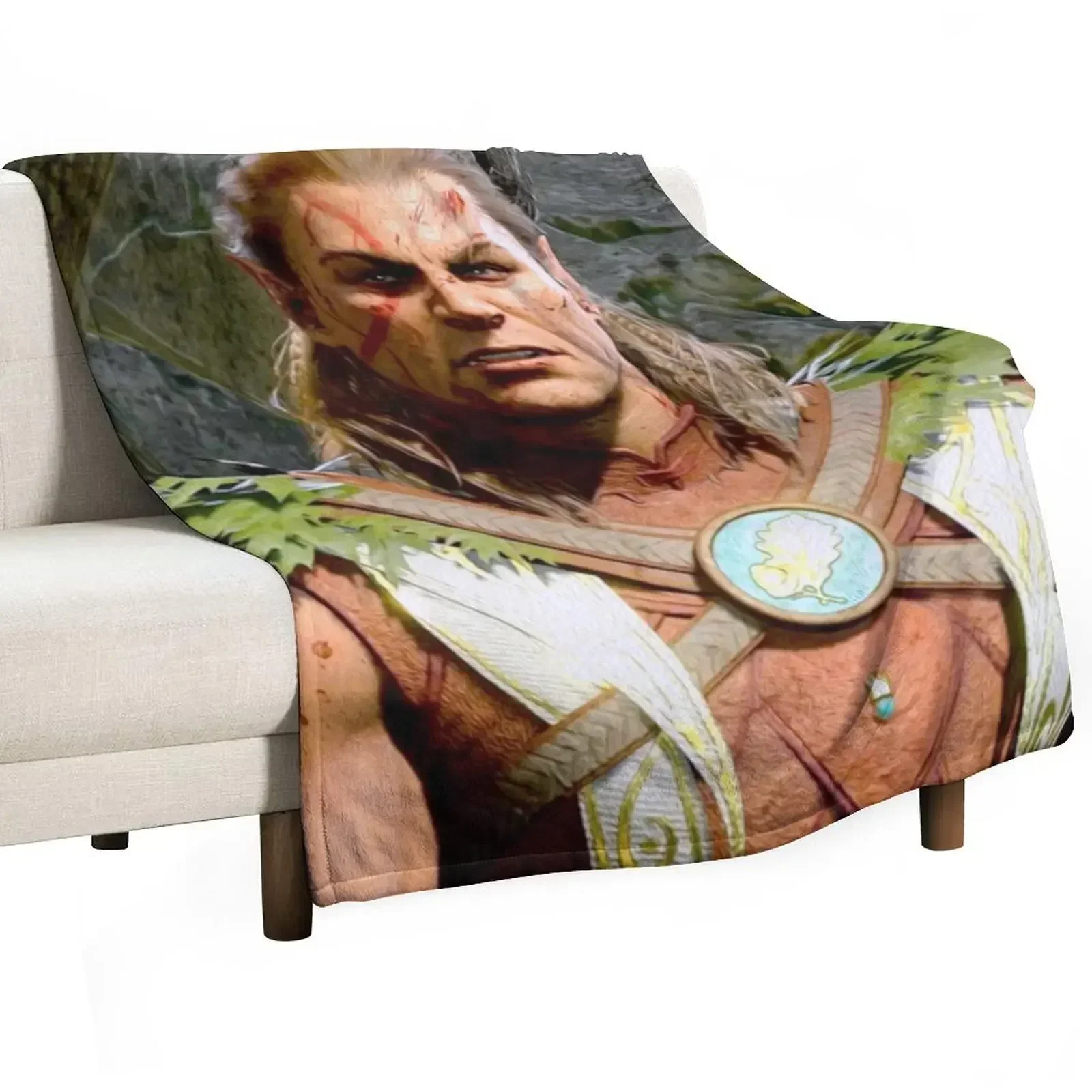 

Halsin the Elf Druid Adventurer looking angry Throw Blanket For Decorative Sofa Summer for winter Blankets