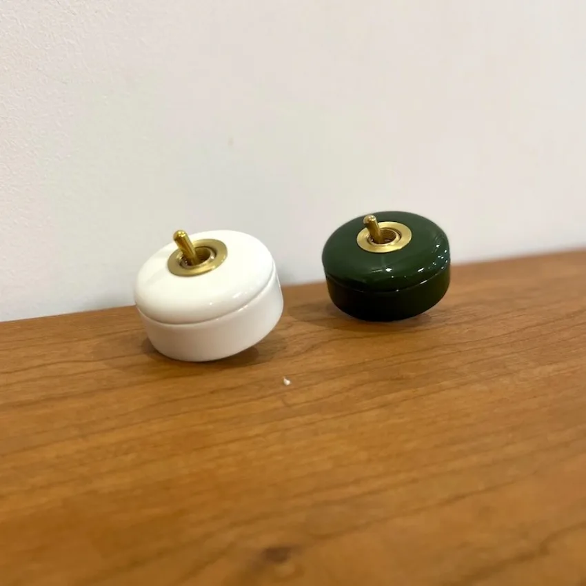 Vintage Retro Switch Led Metal Lever Creative Black White Simple Decorate Round Ceramic Porcelain Toggle Light Switch