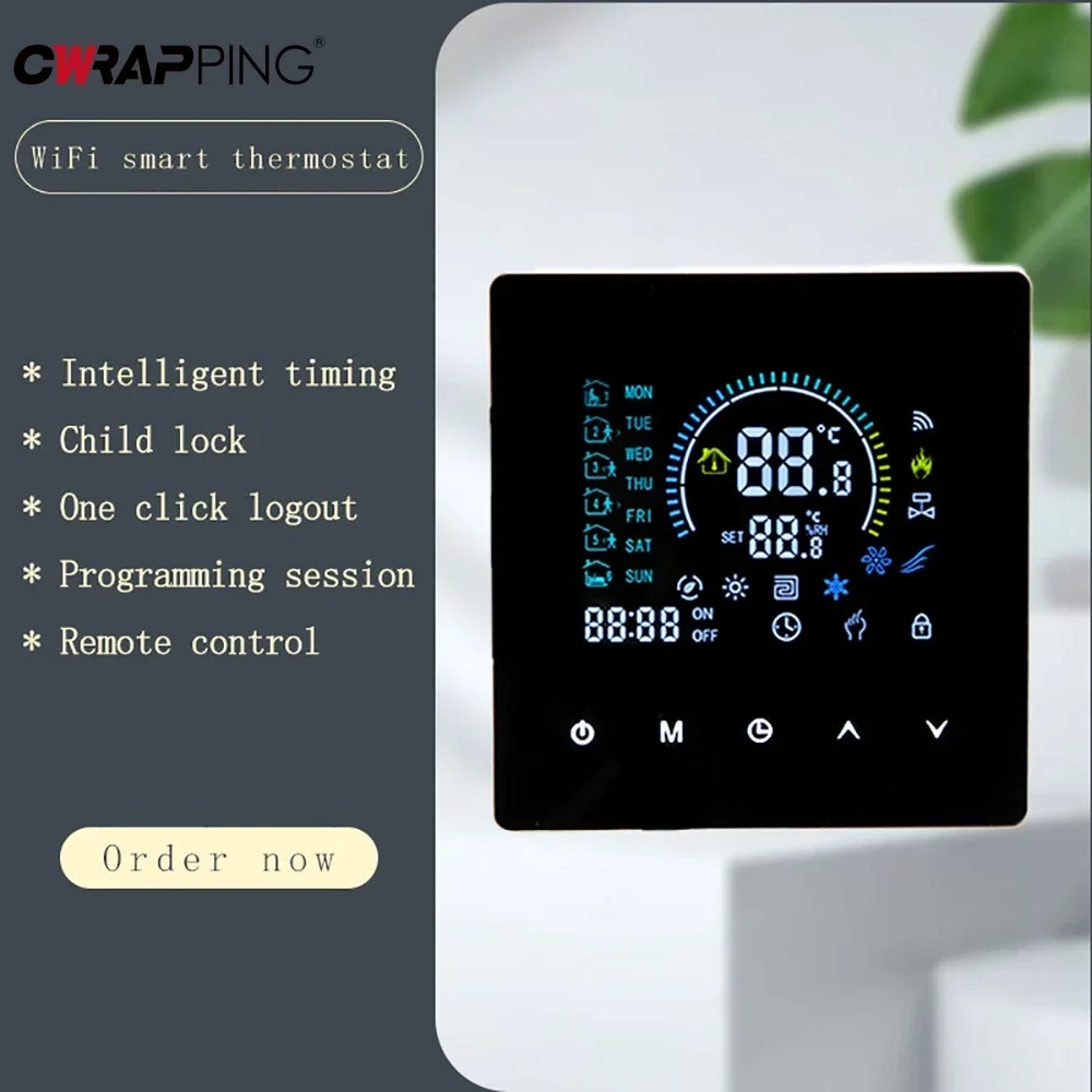 

Smart WiFi Thermostat for Air Conditioning and Floor Heating with Backlight Child Lock Intelligent Home Controller Thermostat