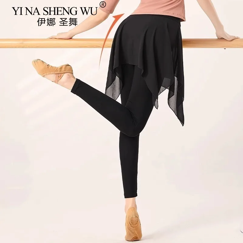 Gonna da balletto nera per adulti Pantaloncini da ballo trasparenti Gonna da pratica Gonna da ballerina latina Gonna avvolgente Gonna da yoga Abbigliamento da ballo per donna
