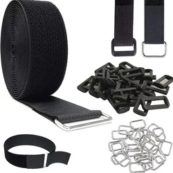 2Meter Adjustable Fastener Cable Straps with 10Pcs Buckles Reusable Cut-to-Length Securing Straps Hook and Loop Fastening Straps