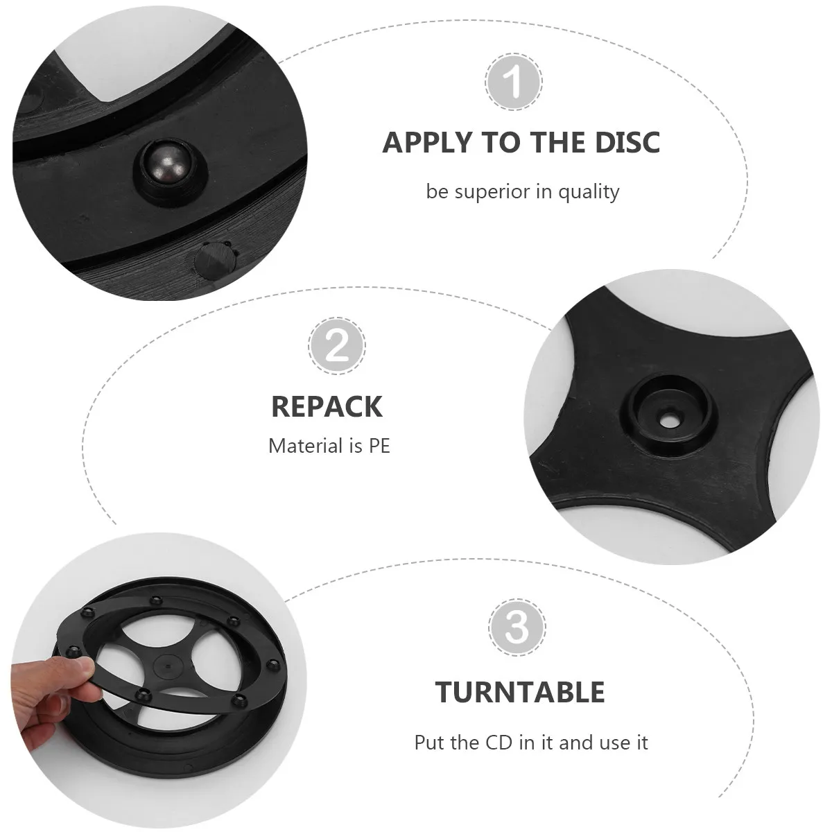 

Набор из 3 пластиковых поворотных подставок с подшипниками, низким уровнем шума, плавным ходом и разборной конструкцией для обеденных столов и рекламных стендов